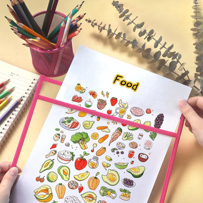 Erasable and Writable Folders - Pack of 20 | Includes 20 water-based whiteboard markers and 2 erasers - Transparent plastic folders/protective covers - Drawing and tracing bags for young children - Erasable and writable - Random colors