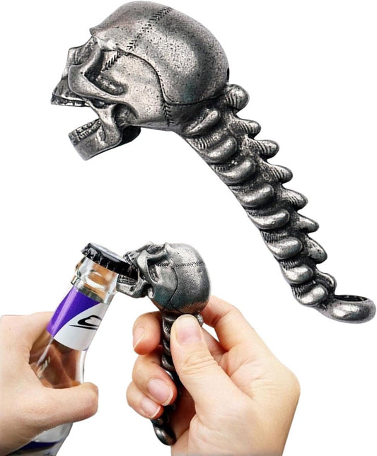Skeleton Bottle Opener - Beer Opener - Robust Stainless Steel with Ergonomic Grip - Keychain Size - For Bar & Party.
