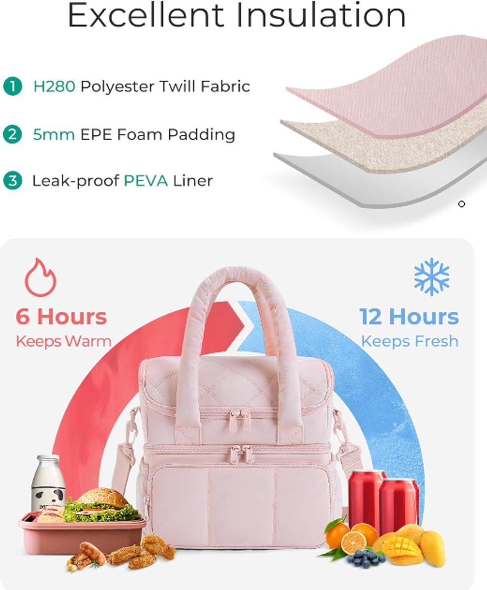Cooler Bags - Lunch Bag - Handle Strap - Cooler Bag - Lunch Bag - Insulated Cooler Bag - Picnic Bag - Suitable for work, office, travel and picnicsï¼Pinkï¼.