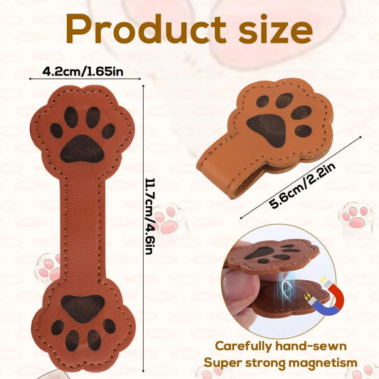 3 Pieces Magnetic Bookmarks in Dog Paw Shape, Cute Leather Magnetic Bookmark in Paw Shape, Vintage Magnetic Bookmarks, Book Accessories for Reading, Gift for Book Lovers, Men and Women (3 Colors).