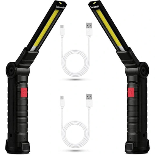 Rechargeable LED Work Light 2 Pack Magnetic COB USB Torch 5 Modes 360Â° Camping Lamp for Workshop Garage Emergency Auto Inspection Lighting{YG}.
