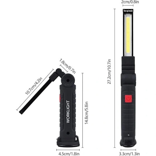 Rechargeable LED Work Light 2 Pack Magnetic COB USB Torch 5 Modes 360Â° Camping Lamp for Workshop Garage Emergency Auto Inspection Lighting{YG}.