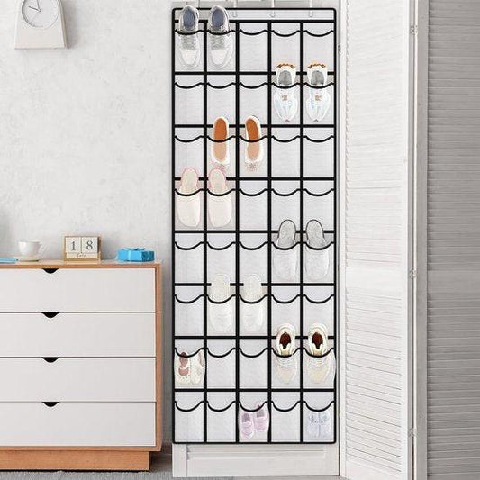 Storage bags - Hanging storage racks - Storage nets - Hanging shelves - Hanging storage - Door racks - Storage racks with 24 compartments and 4 hooks - Storage racks for soft toys - Storage racks for toys - Storage racks for the bathroom (black and white).