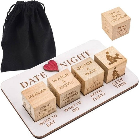 Romantic Date Night Dice Set - Romantic Couple Game - With Storage Bag - Perfect Choice for Valentine's Day, Birthdays and Weddings - 1 Set - Valentine's Day Gift.