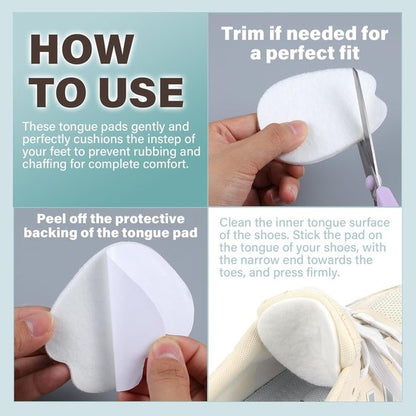 Felt sole - 5 pairs of felt tongue pads - Soft, adhesive tongue pads - Non-slip tongue pads - Tongue pads - Large - White.