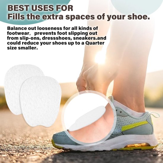 Felt sole - 5 pairs of felt tongue pads - Soft, adhesive tongue pads - Non-slip tongue pads - Tongue pads - Large - White.