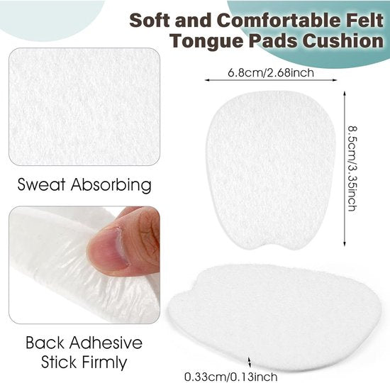 Felt sole - 5 pairs of felt tongue pads - Soft, adhesive tongue pads - Non-slip tongue pads - Tongue pads - Large - White.