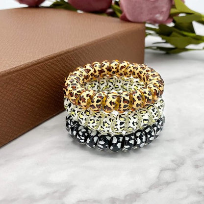 9-pack hair ties - Braided hair ties - Curly hair ties - Hair ties that can be worn as bracelets - Very elastic - Lightweight - Leopard print hair ties for phone cords