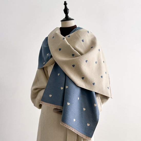Women's scarf - Long scarf - Double-sided warm blanket - Suitable for spring, autumn and winter - 185*65cm - Blue