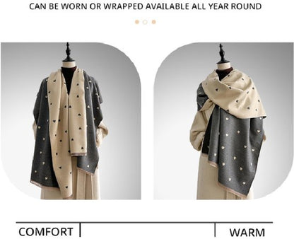 Women's scarf - Long scarf - Double-sided warm blanket - Suitable for spring, autumn and winter - 185*65cm - Blue