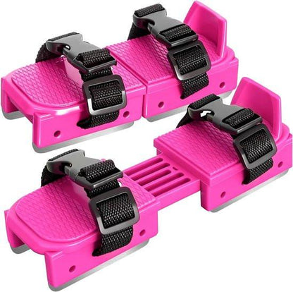 Adjustable Kids' Skates - Double Blade for Stability - With Straps & Shoe Size 16-21 - Pink.