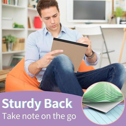 Coloured notepads, set of 3 writing pads 29.5 x 21.4 cm, with micro-perforation and sturdy back, broad lines, 50 sheets per pad, ideal for school, university, office and professional use (blue/pink/green).