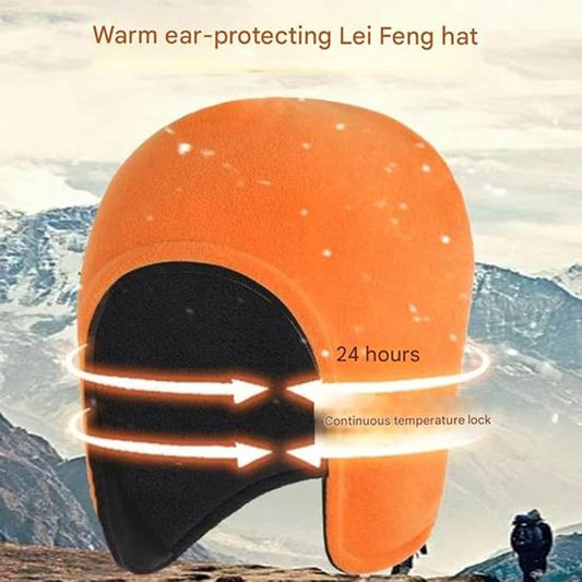 Winter hat for men and women – Thermal, windproof hat with ear flaps, ideal for sleeping, motorcycling and outdoor activities (Orange)