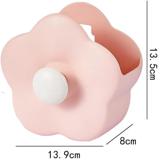Flower-shaped Makeup Brush Holder - Multifunctional Makeup & Desk Storage Organizer - Compact Design 14.8 x 13.5 x 8 cm - Pink