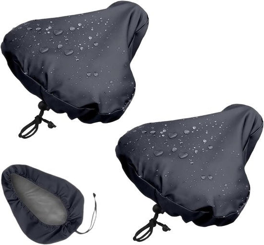 2-Piece Waterproof Bicycle Saddle Cover Set - Black - Rain Cover for Bicycle Saddle - Sun and Dust Resistant - With Drawstring - Unisex - Suitable for MTB, Road Bike & E-Bike.