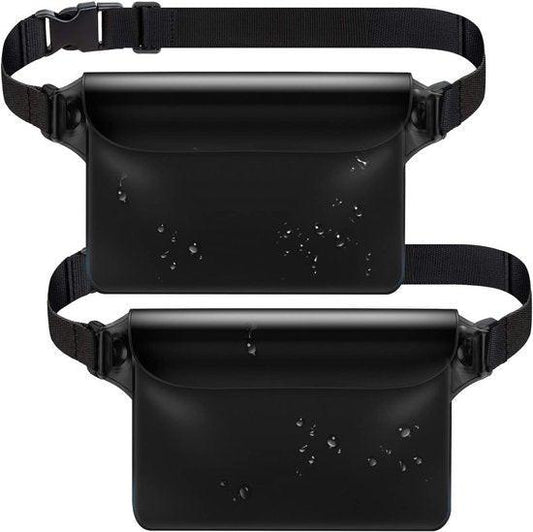 Waterproof Triple Zipper Waist Pack & Touchscreen Phone Case â 2-Piece Set â Ideal for Beach, Cruise, Swimming, Kayaking & Outdoor Activitiesï¼Blackï¼.