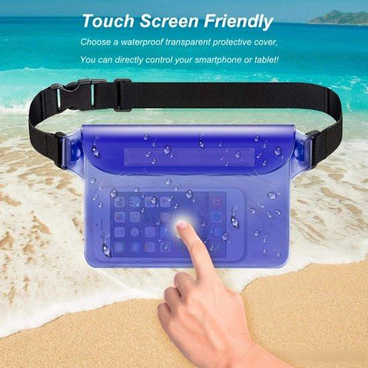 Waterproof Triple Zipper Waist Pack & Touchscreen Phone Case â 2-Piece Set â Ideal for Beach, Cruise, Swimming, Kayaking & Outdoor Activitiesï¼Blackï¼.