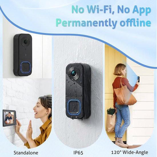 Wireless Doorbell with Camera - 1080P Image & 4.5 Inch Screen - No WiFi Required - Range Up to 120m - Night Vision.