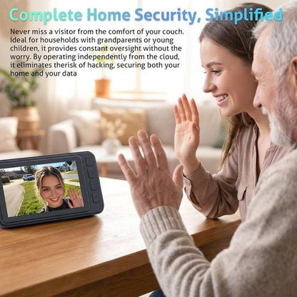 Wireless Doorbell with Camera - 1080P Image & 4.5 Inch Screen - No WiFi Required - Range Up to 120m - Night Vision.