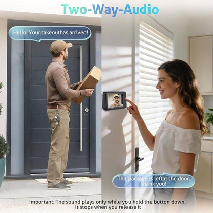 Wireless Doorbell with Camera - 1080P Image & 4.5 Inch Screen - No WiFi Required - Range Up to 120m - Night Vision.