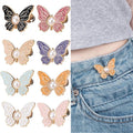 Waistband Tighteners - 8 Sets - Removable Butterfly Clips Jeans Buttons for Loose Jeans - Adjustable Waistband Buckles - No Sewing and No Tools Required - Decorative Butterfly Waistband Buckles | Jeans Buttons Pins