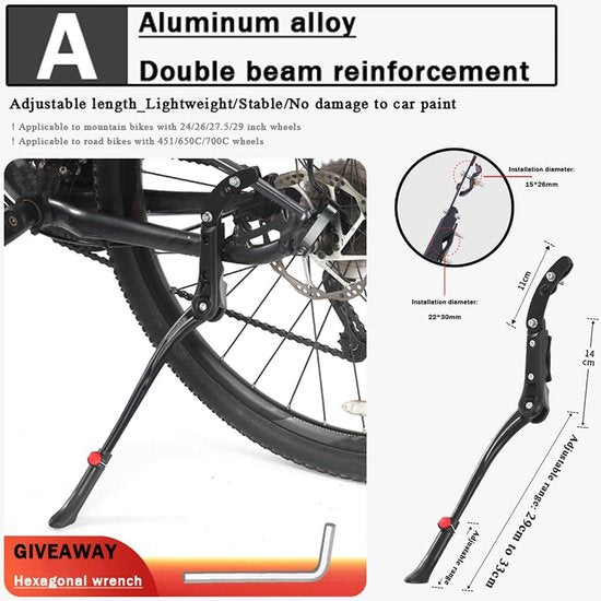 Bicycle stand - Adjustable bicycle stand - Bicycle support - Suitable for wheels from 24 to 29 inches.