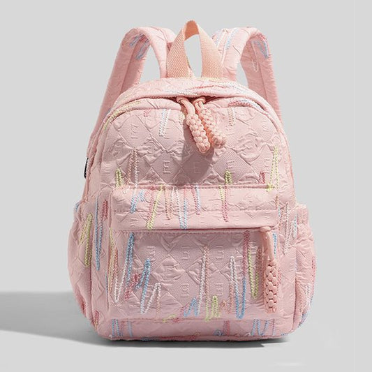 Backpack – Stylish and practical lightweight backpack – With two zippered compartments and adjustable shoulder strap – Fashionable design for girls, children and adults – Pink