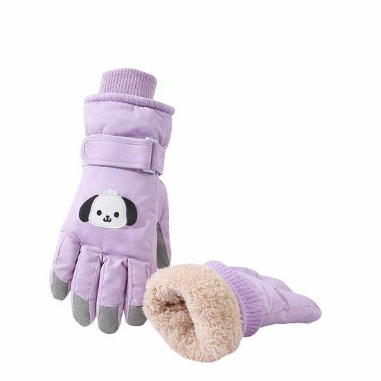Gloves - Children's Gloves - Children's Ski Gloves - Touchscreen Gloves - Windproof - Warm - Suitable for children from 8 to 14 years in winter - Purple.