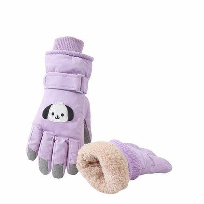 Gloves - Children's Gloves - Children's Ski Gloves - Touchscreen Gloves - Windproof - Warm - Suitable for children from 8 to 14 years in winter - Purple.
