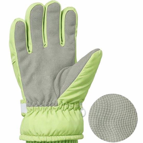 Gloves - Children's Gloves - Children's Ski Gloves - Touchscreen Gloves - Windproof - Warm - Suitable for children from 8 to 14 years in winter - Light green.