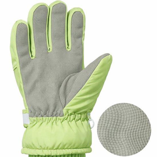 Gloves - Children's Gloves - Children's Ski Gloves - Touchscreen Gloves - Windproof - Warm - Suitable for children from 8 to 14 years in winter - Light green.