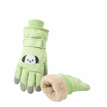 Gloves - Children's Gloves - Children's Ski Gloves - Touchscreen Gloves - Windproof - Warm - Suitable for children from 8 to 14 years in winter - Light green.