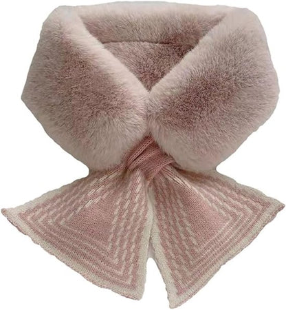 Women's Scarf - Women's Winter Scarf - Thick - Warm - Short Scarves - Plush Cross Scarves - Neck Scarves - Ultra Soft - 75x10 cm - Pink