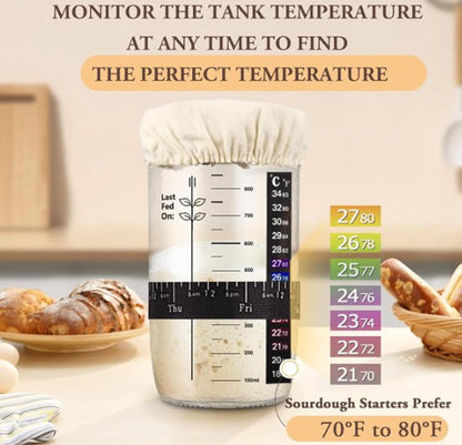730ml Sourdough Fermentation Jar in a Glass Jar | Includes stirring spoon, measuring cup, and fabric cover - for dough, bread baking, and sourdough fermentation