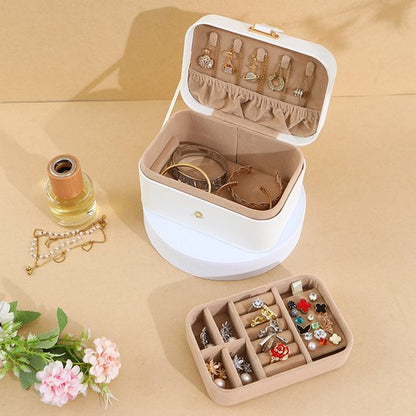 Travel Jewelry Case - 2 Layers with Velvet & Detachable Compartments - For Necklaces, Earrings & Bracelets - Pink