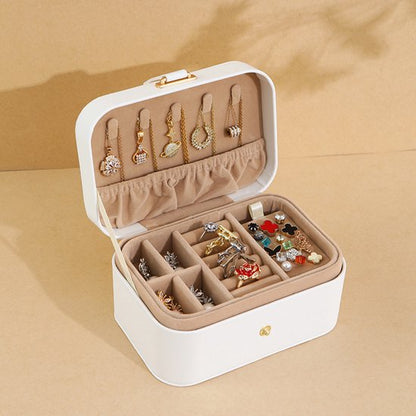 Travel Jewelry Case - 2 Layers with Velvet & Detachable Compartments - For Necklaces, Earrings & Bracelets - Pink