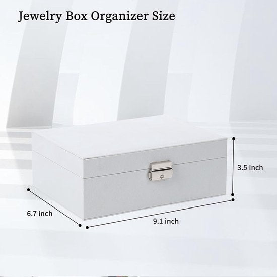 2-Tier Jewelry Box - With Removable Drawer & Lock - Large Storage Capacity for All Jewelry - Blue