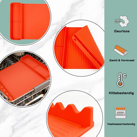 Silicone BBQ Grill Mat - 8-Slot Mat with Drip Tray - Heat-Resistant and Dishwasher-Safe - 40x27 cm - Orange
