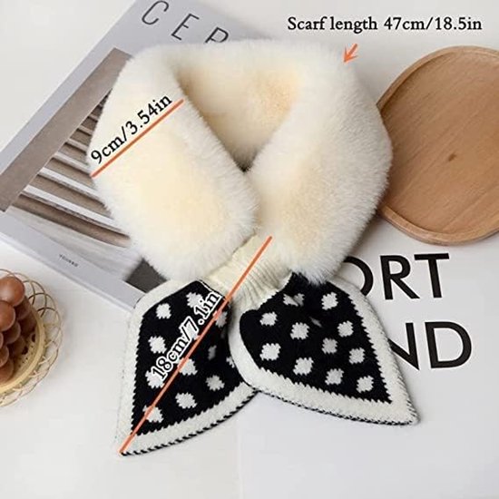Warm scarf for autumn and winter - Soft and comfortable women's scarf with dotted pattern - Fashionable and versatile winter scarf for everyday use（White）