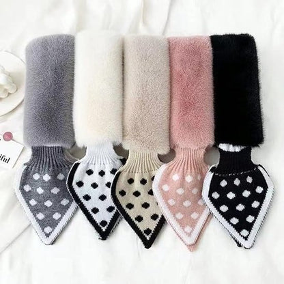 Warm scarf for autumn and winter - Soft and comfortable women's scarf with dotted pattern - Fashionable and versatile winter scarf for everyday use（White）