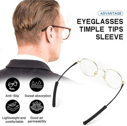 Ear cushions for glasses - Ear hooks for glasses - Soft knitted cotton - Temple protectors - Temple cushions - Anti-slip (2 pairs black)