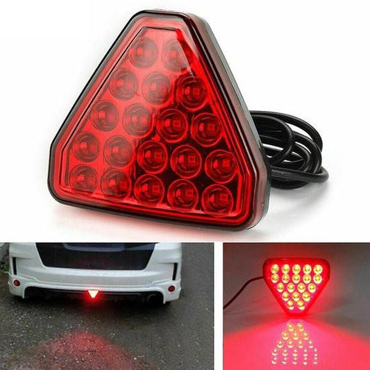 Rear Collision Warning Light - F1 Style Triangular Red LED Light - Third Rear Bumper Light - Turn Signal - GM - Center Brake Light Accessory - 12V.