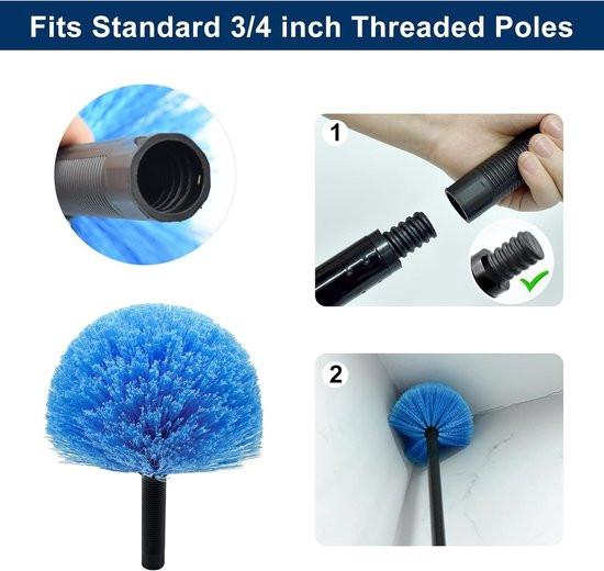Dust brush head - 8" diameter blue screw head for spider web vacuum cleaners.