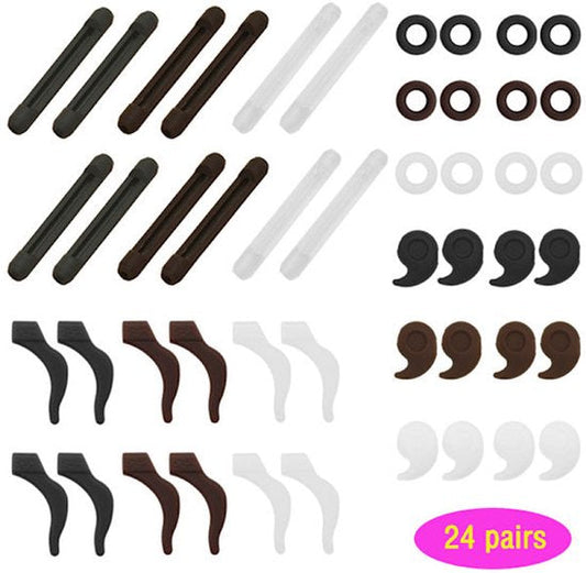 Anti-slip ear cushions for glasses - Frames - Anti-fall ear cushions - Ear hook connectors - 24 pairs