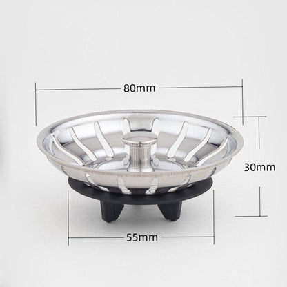 Sink drain stopper - Strainer - 80 mm - Stainless steel - Silver