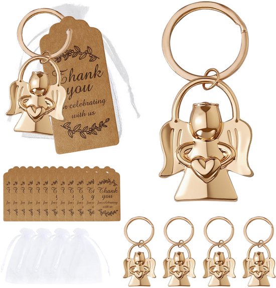 Keychain - Angel pendant for men and women - Baby shower gift - Key ring - Party favor - Souvenir gift - 5 pieces.