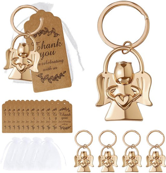 Keychain - Angel pendant for men and women - Baby shower gift - Key ring - Party favor - Souvenir gift - 5 pieces.