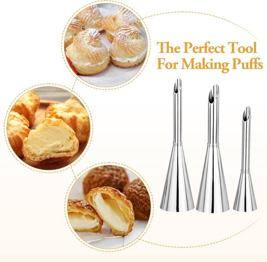 stainless steel piping nozzles - Cream piping nozzles - Piping nozzles - Accessories for filling jam, puff pastry, donuts, bread, pastries