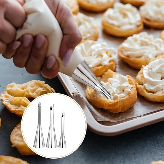 stainless steel piping nozzles - Cream piping nozzles - Piping nozzles - Accessories for filling jam, puff pastry, donuts, bread, pastries