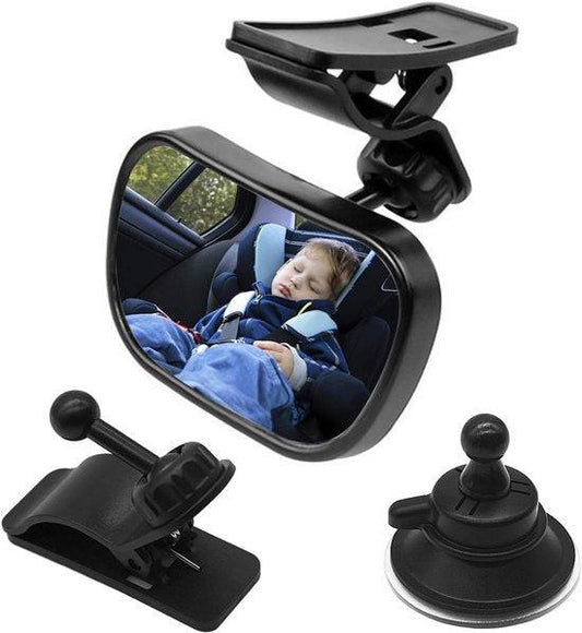 Car rearview mirror - 1 mirror with 2 brackets - Backseat baby car rearview mirror - Child rearview mirror - Child safety mirror - Adjustable car rearview mirror - 360Â° rotatable.
